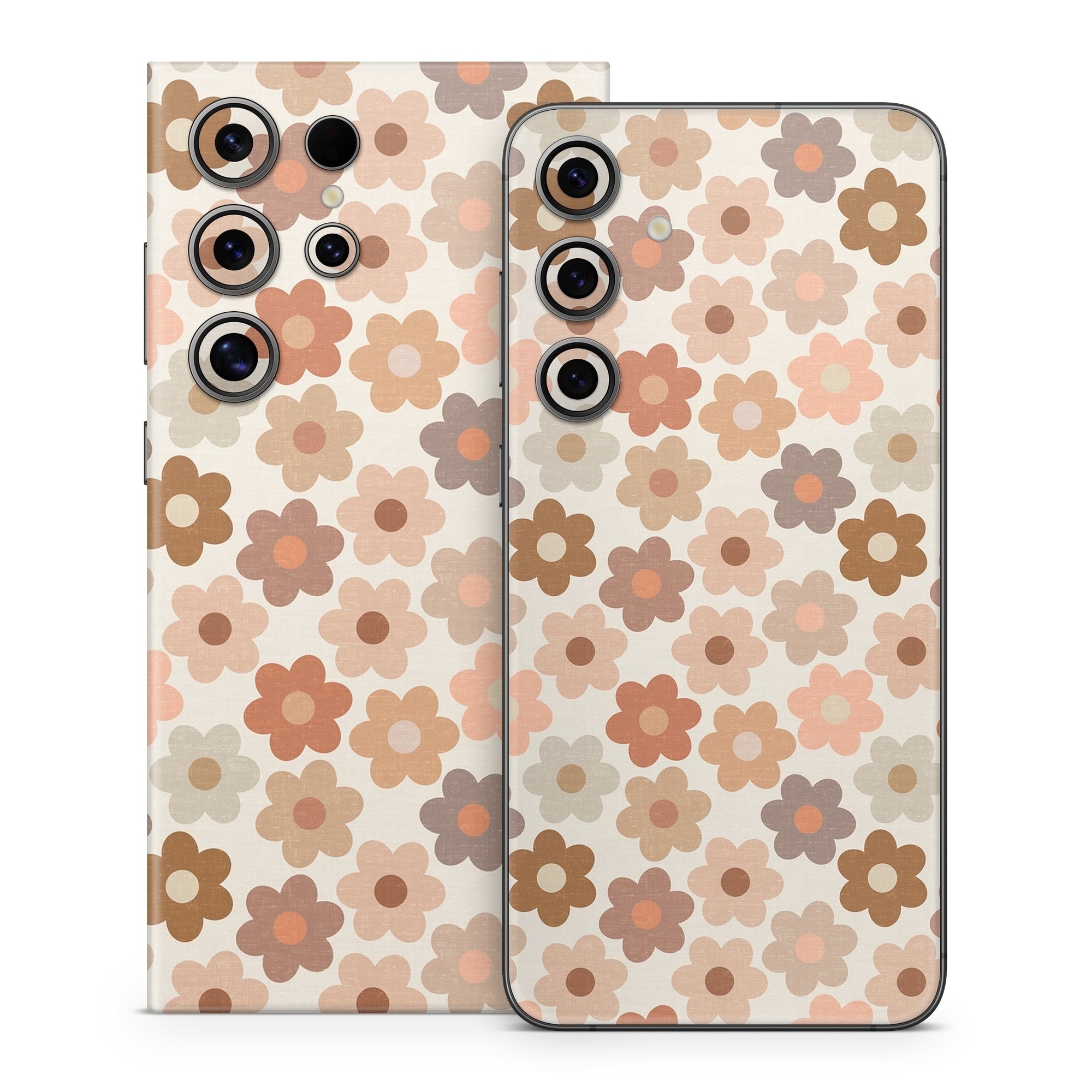 Samsung Galaxy S24 Series Skin design of Brown, Orange, Textile, Material property, Pattern, Circle, Symmetry, Font, Tints and shades, Peach, with white, brown, yellow, pink colors