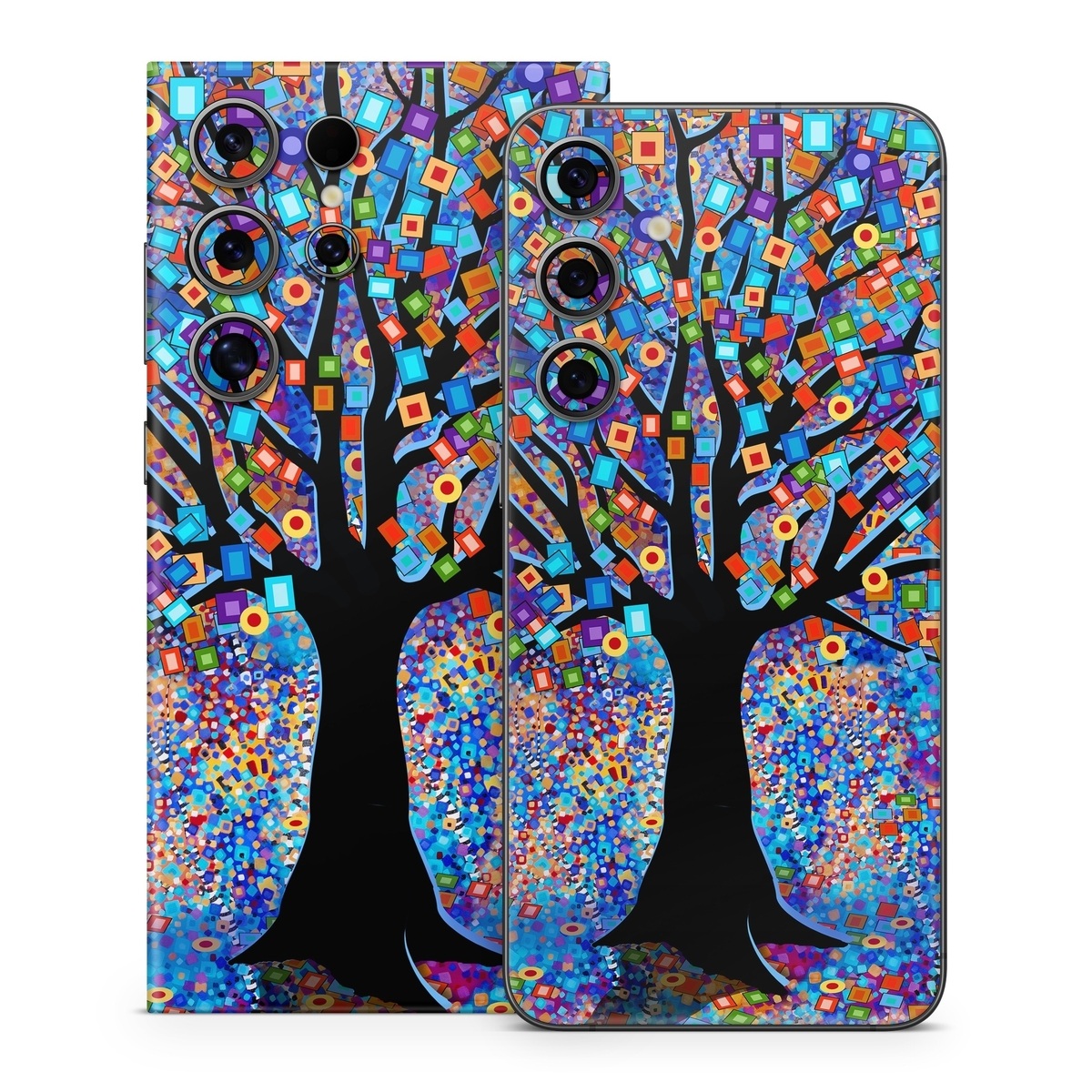 Samsung Galaxy S24 Series Skin design of Psychedelic art, Modern art, Art, with black, blue, red, orange, yellow, green, purple colors