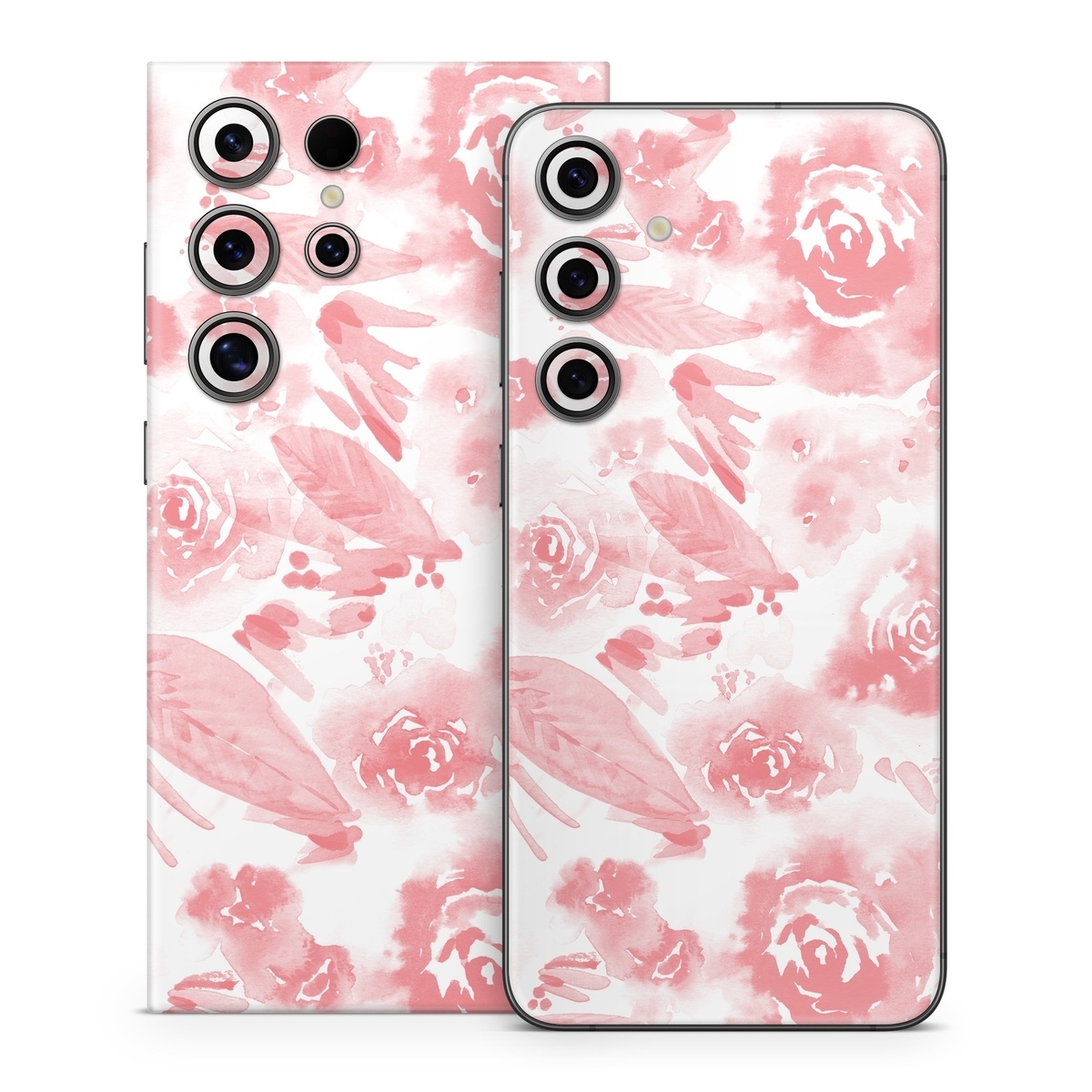 Samsung Galaxy S24 Series Skin design of Pink, Pattern, Rose, Design, Floral design, Rose family, Garden roses, Petal, Flower, Textile, with white, red, pink colors