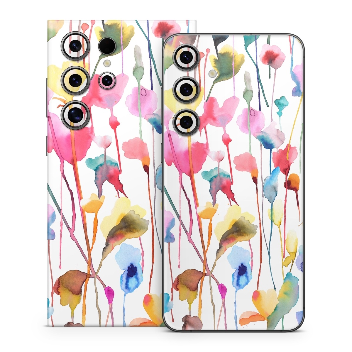 Samsung Galaxy S24 Series Skin design of Plant, Petal, Art, Font, Pattern, Automotive wheel system, Event, Visual arts, Party supply, Pole, with white, red, pink, yellow, orange, green, blue, purple colors