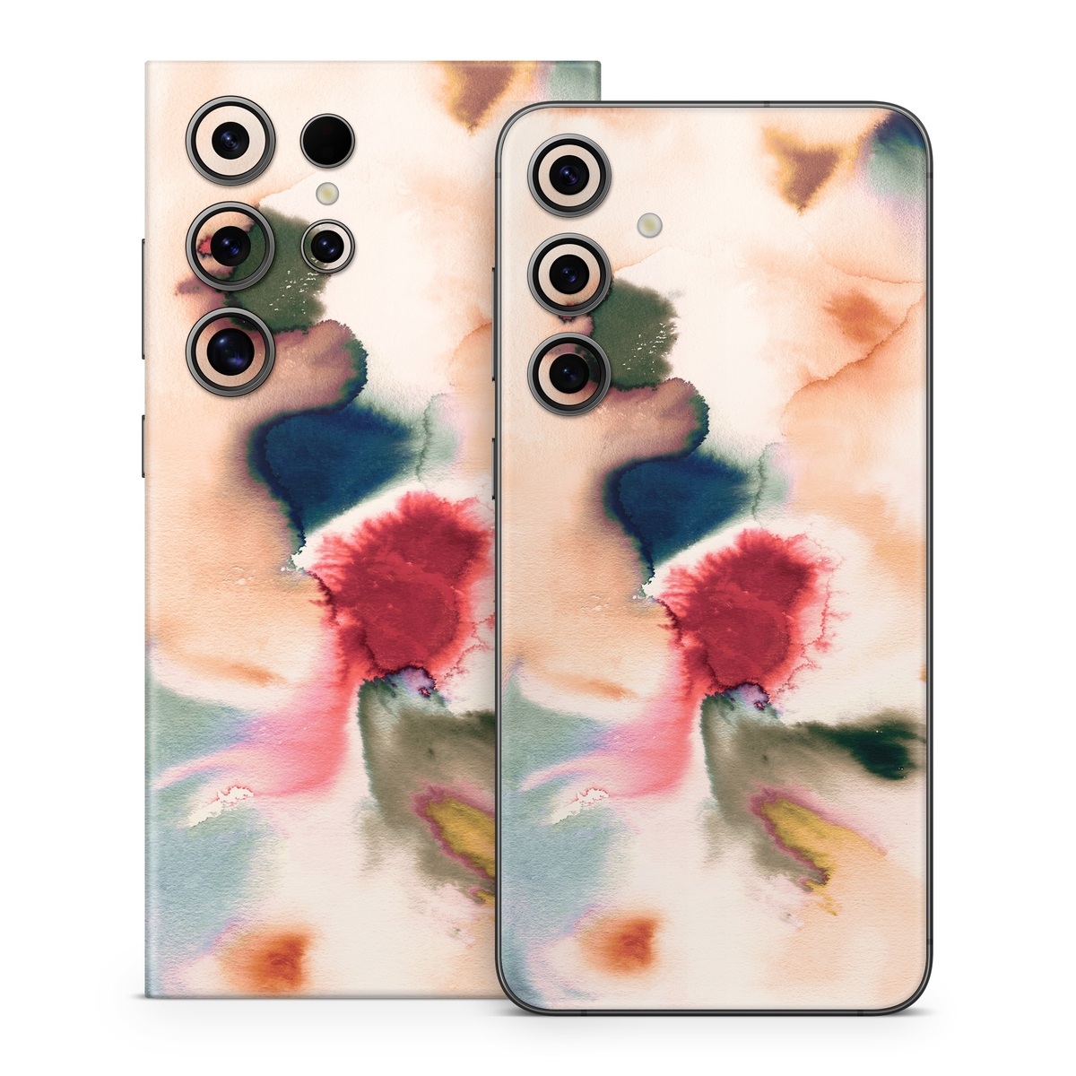 Samsung Galaxy S24 Series Skin design of Petal, Pink, Creative arts, Plant, Tints and shades, Art, Pattern, Porcelain, Close-up, Natural material, with white, blue, red, brown, orange, yellow, green colors