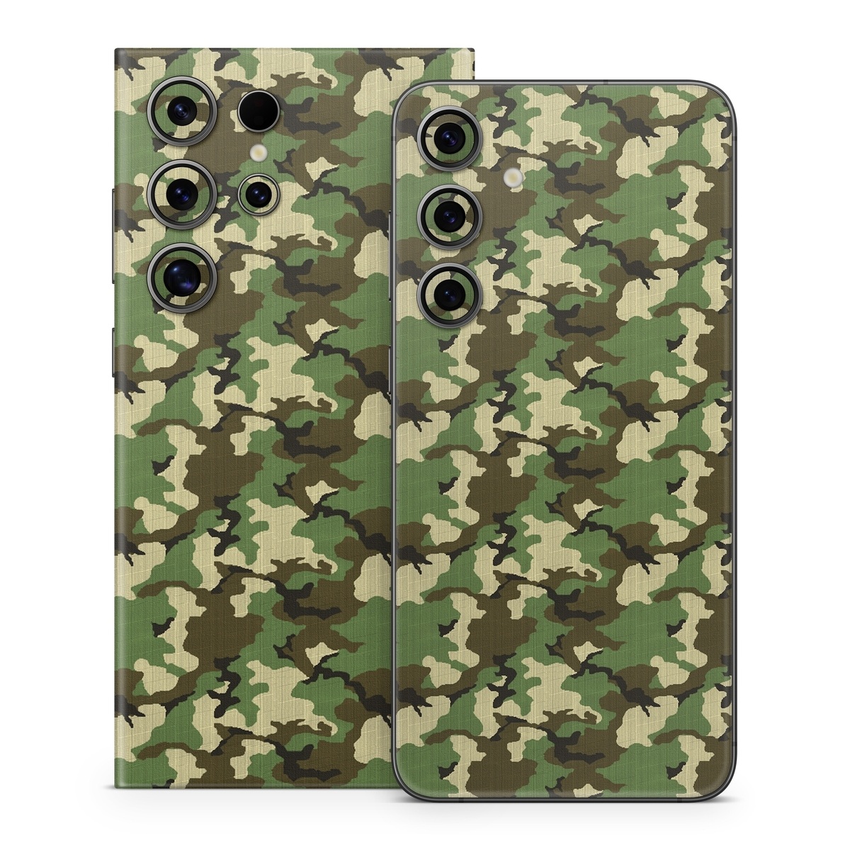 Samsung Galaxy S24 Series Skin design of Military camouflage, Camouflage, Clothing, Pattern, Green, Uniform, Military uniform, Design, Sportswear, Plane, with black, gray, green colors