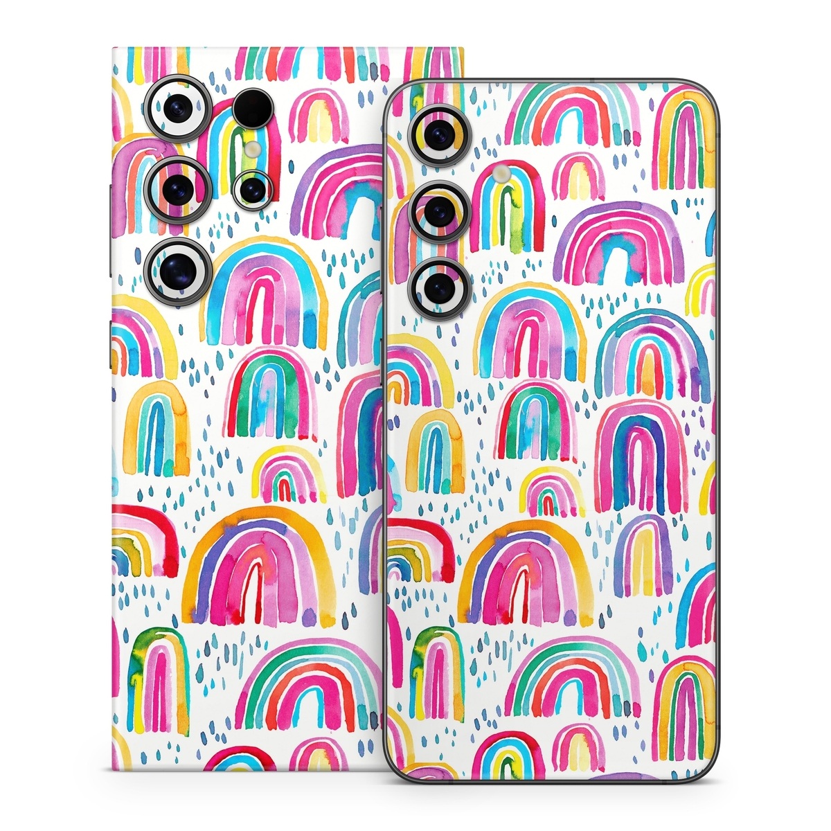 Samsung Galaxy S24 Series Skin design of Line, Pattern, Design, with white, orange, yellow, blue, pink, red, green colors