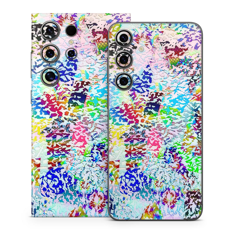 Samsung Galaxy S24 Series Skin design of Textile, Visual arts, Mixture, Creative arts, Modern art, Pattern, with white, blue, green, black, red, pink, yellow, purple colors