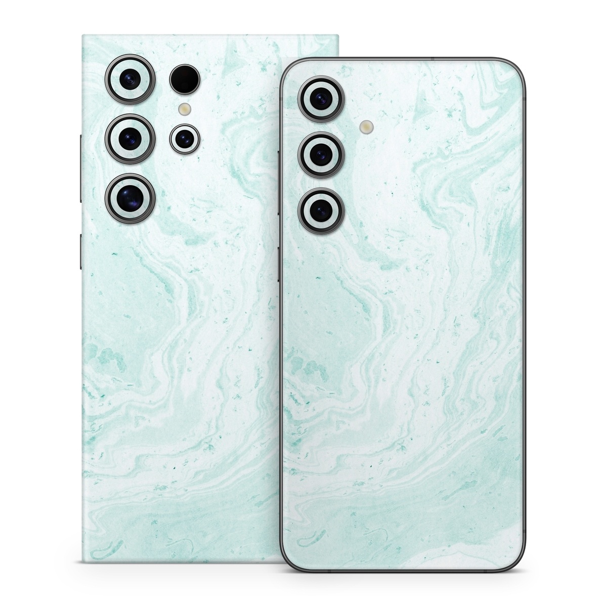 Samsung Galaxy S24 Series Skin design of White, Aqua, Pattern, with green, blue colors