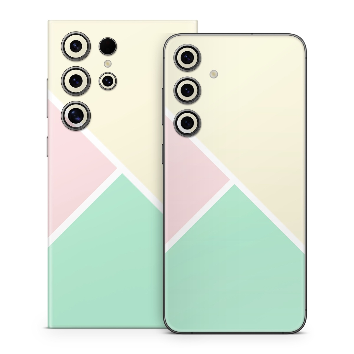 Samsung Galaxy S24 Series Skin design of Green, Aqua, Turquoise, Blue, Pink, Yellow, Line, Teal, Pattern, Design, with yellow, pink, green colors