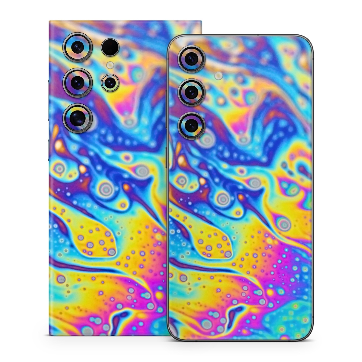 Samsung Galaxy S24 Series Skin design of Psychedelic art, Blue, Pattern, Art, Visual arts, Water, Organism, Colorfulness, Design, Textile, with gray, blue, orange, purple, green colors