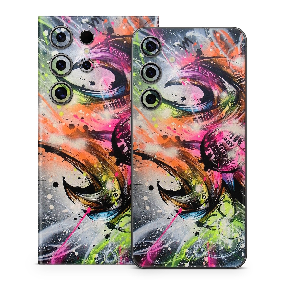 Samsung Galaxy S24 Series Skin design of Graphic design, Fractal art, Art, Illustration, Design, Graphics, Cg artwork, Font, Visual arts, Pattern, with black, gray, red, green, purple, blue colors