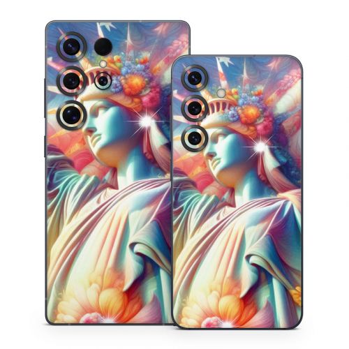Lady Liberty and Flowers Samsung Galaxy S25 Series Skin