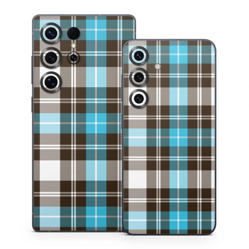 Turquoise Plaid Samsung Galaxy S25 Series Skin