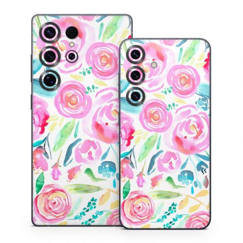 Watercolor Roses Samsung Galaxy S25 Series Skin