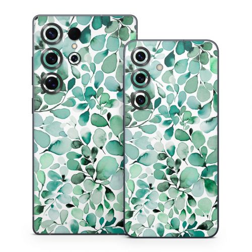 Watercolor Eucalyptus Leaves Samsung Galaxy S25 Series Skin