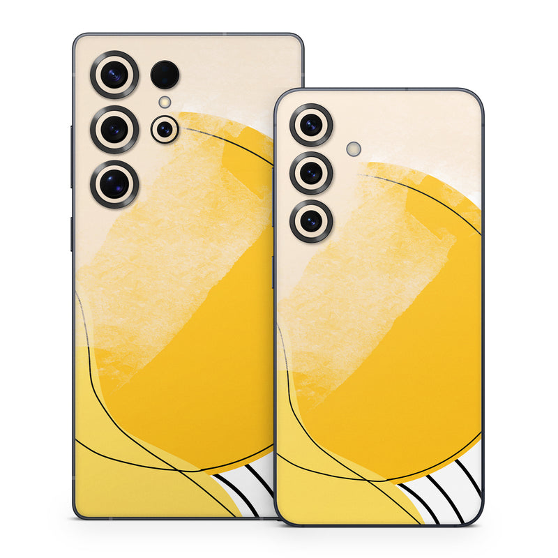 Samsung Galaxy S25 Series Skin design of Yellow, Line, Illustration, Graphics, with white, black, brown, yellow colors