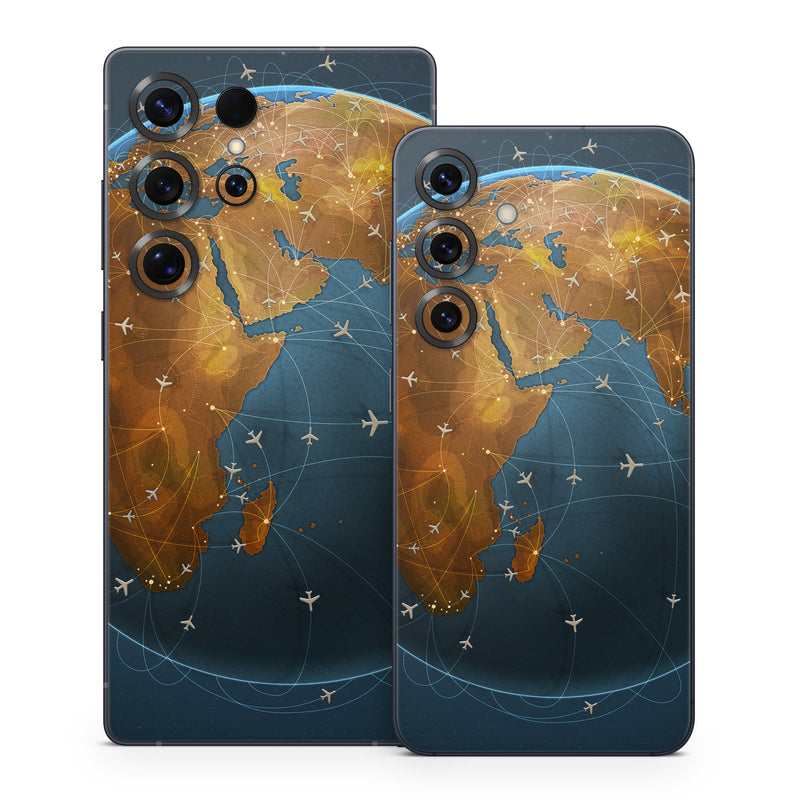 Samsung Galaxy S25 Series Skin design of Planet, Earth, Astronomical object, World, Atmosphere, Globe, Space, Sky, Astronomy, Circle, with blue, yellow, brown colors