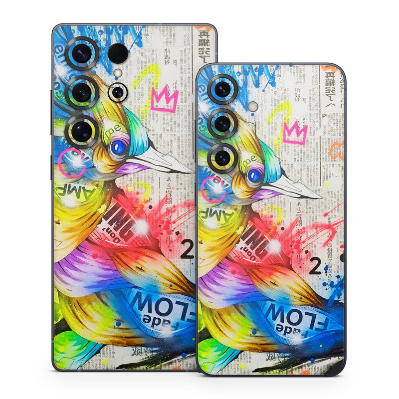 Samsung Galaxy S25 Series Skin design of Graphic design, Font, Art, Graphics, Illustration, with blue, red, orange, pink, white, black, yellow, green colors