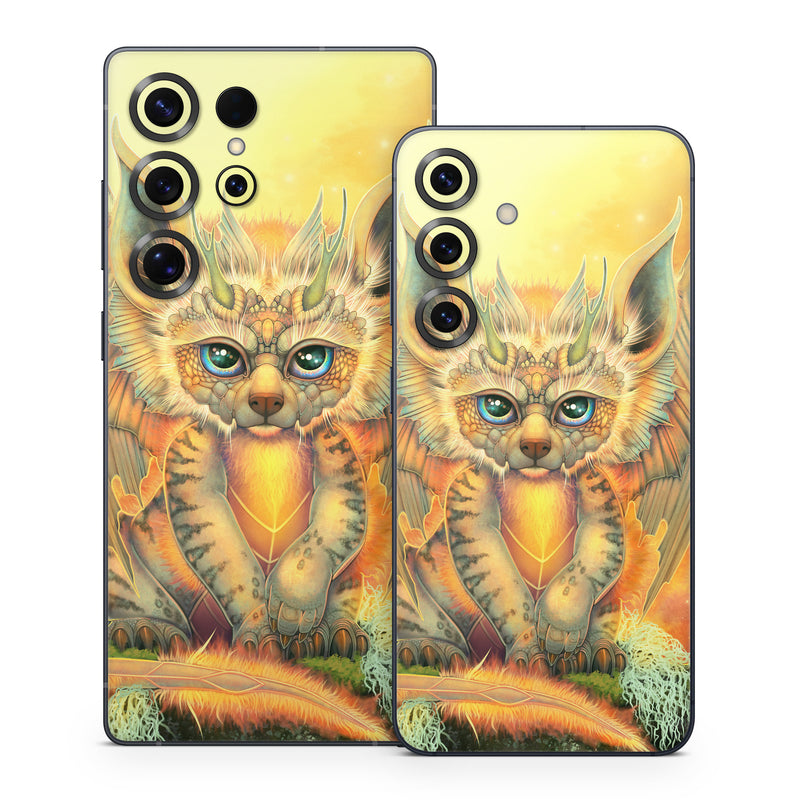 Samsung Galaxy S25 Series Skin design of Nature, Mammal, Art, Fawn, Owl, Illustration, Tail, Fictional character, Visual arts, Terrestrial animal, with yellow, orange, green, white, black colors