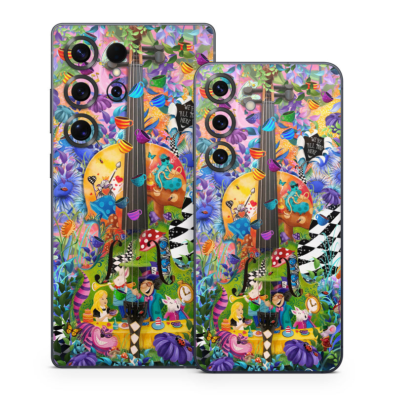 Samsung Galaxy S25 Series Skin design of Textile, Organism, Painting, Art, Pattern, Creative arts, Electric blue, Visual arts, Graphics, Illustration, with purple, blue, white, black, yellow, orange, green, pink, brown, red colors
