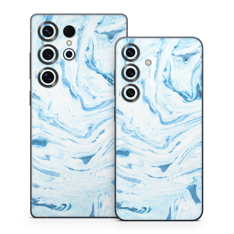 Samsung Galaxy S25 Series Skin design of Water, Aqua, Wind wave, Drawing, Painting, Wave, Pattern, Art, with blue colors