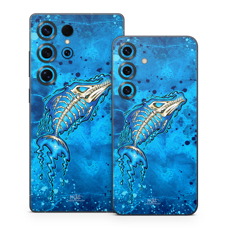 Samsung Galaxy S25 Series Skin design of Blue, Water, Aqua, Electric blue, Illustration, Graphic design, Liquid, Graphics, Marine biology, Art, with blue, white colors