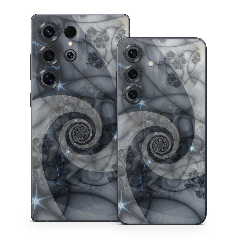 Samsung Galaxy S25 Series Skin design of Eye, Drawing, Black-and-white, Design, Pattern, Art, Tattoo, Illustration, Fractal art, with black, gray colors