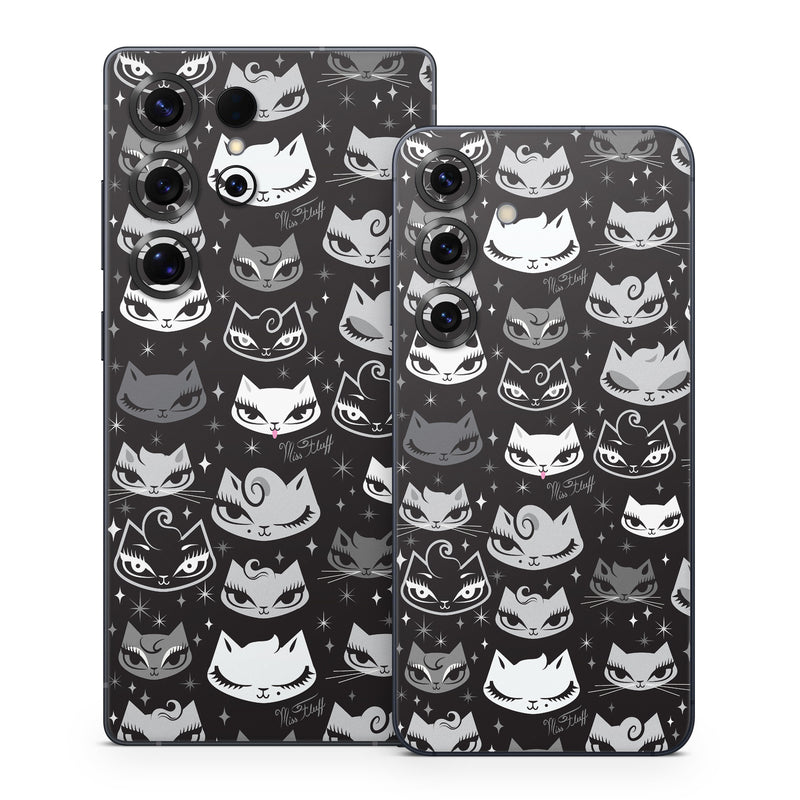 Samsung Galaxy S25 Series Skin design of Pattern, Design, Headgear, Hat, Smile, Team, Crowd, with black, white, gray colors