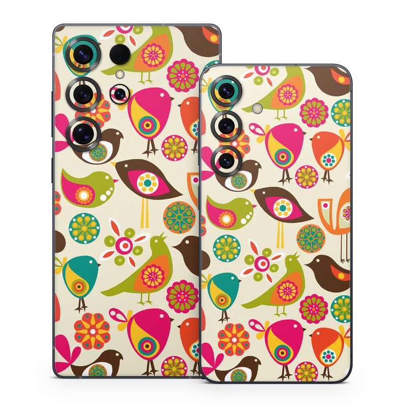 Samsung Galaxy S25 Series Skin design of Pattern, Visual arts, Wrapping paper, Design, Clip art, Textile, Motif, Sticker, Graphics, with yellow, pink, orange, green, brown, blue colors