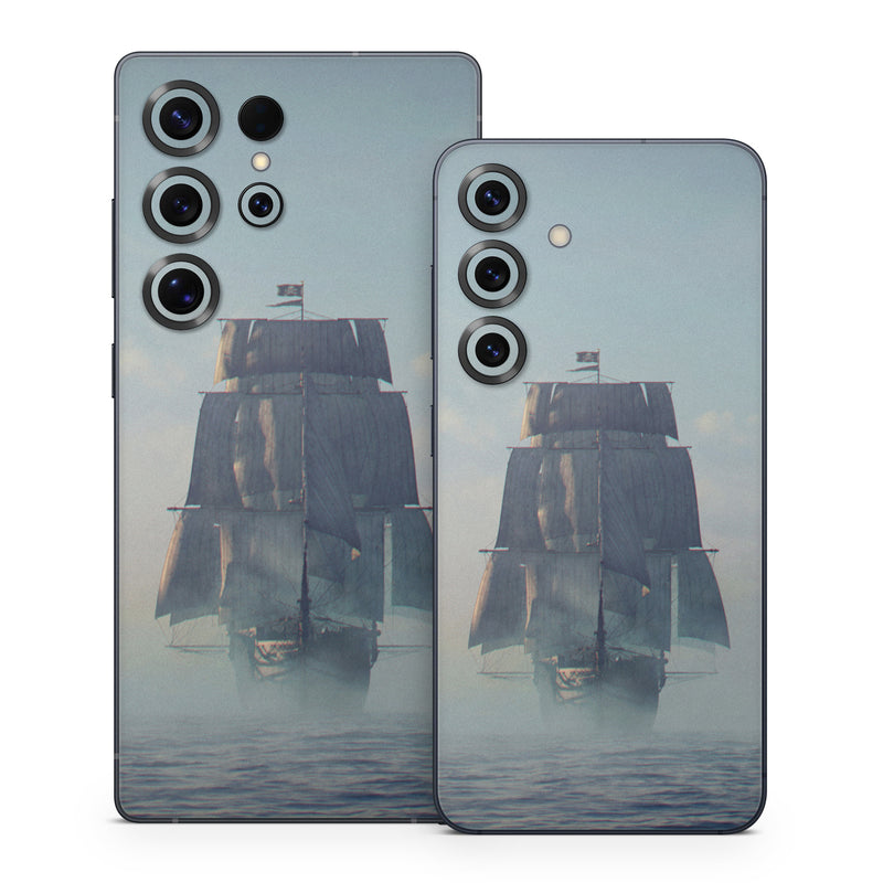 Samsung Galaxy S25 Series Skin design of Atmospheric phenomenon, Vehicle, Mode of transport, Watercraft, Ship, Sea, with white, blue, black, gray colors