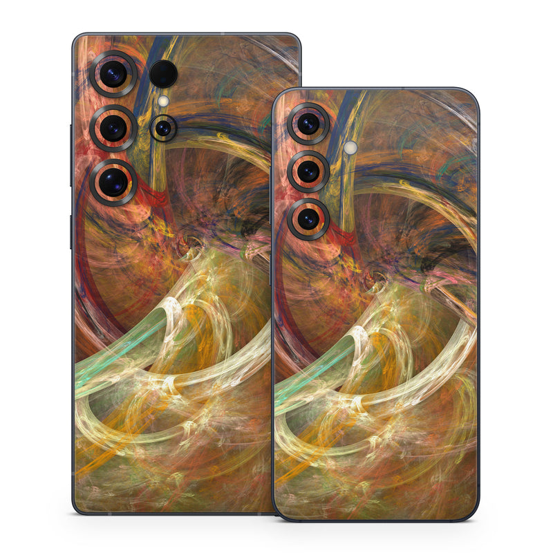 Samsung Galaxy S25 Series Skin design of Fractal art, Art, Painting, Visual arts, Modern art, Graphics, Artwork, Stock photography, Circle, Space, with brown, red, yellow, orange, green colors