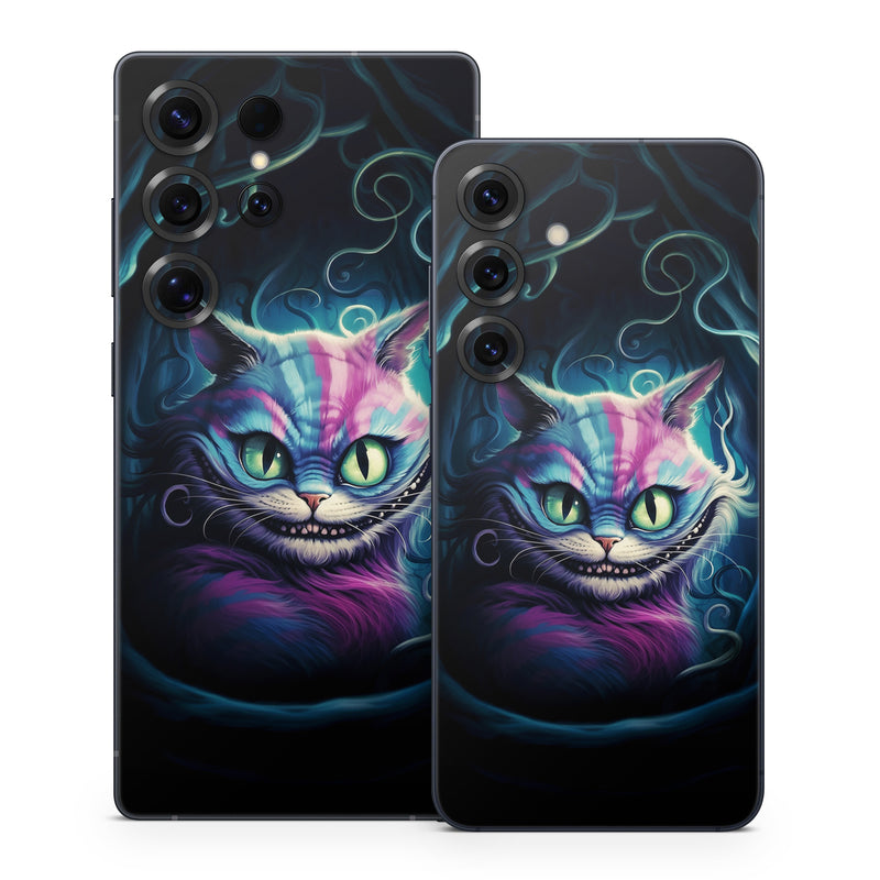 Samsung Galaxy S25 Series Skin design of Roar, Liquid, Art, Creative arts, Electric blue, Felidae, Gas, Darkness, Magenta, Whiskers, with black, blue, purple, green, gray colors