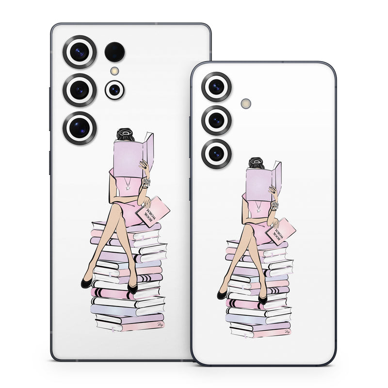 Samsung Galaxy S25 Series Skin design of Gesture, Art, Cartoon, Font, Drawing, Illustration, Painting, Fictional character, Animation, Diagram, with black, white, pink, purple, blue, yellow, brown colors