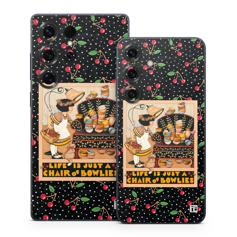 Samsung Galaxy S25 Series Skin design of Poster, Illustration, Christmas eve, Christmas, Art, with black, red, green, orange, yellow colors