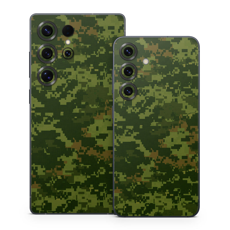 Samsung Galaxy S25 Series Skin design of Military camouflage, Green, Pattern, Uniform, Camouflage, Clothing, Design, Leaf, Plant, with green, brown colors