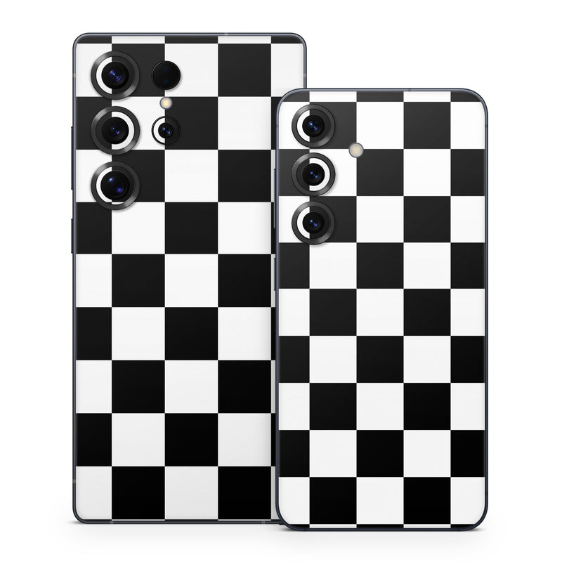 Samsung Galaxy S25 Series Skin design of Black, Photograph, Games, Pattern, Indoor games and sports, Black-and-white, Line, Design, Recreation, Square, with black, white colors