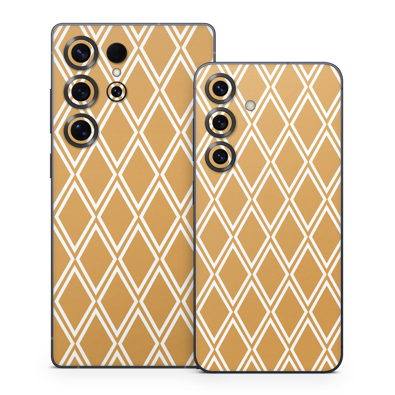 Samsung Galaxy S25 Series Skin design of Textile, Orange, Font, Material property, Symmetry, Rectangle, Pattern, Circle, Parallel, Tints and shades, with orange, white colors