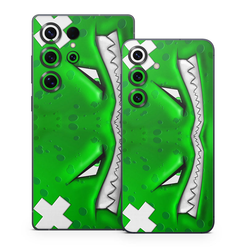 Samsung Galaxy S25 Series Skin design of Green, Font, Animation, Logo, Graphics, Games, with green, white colors