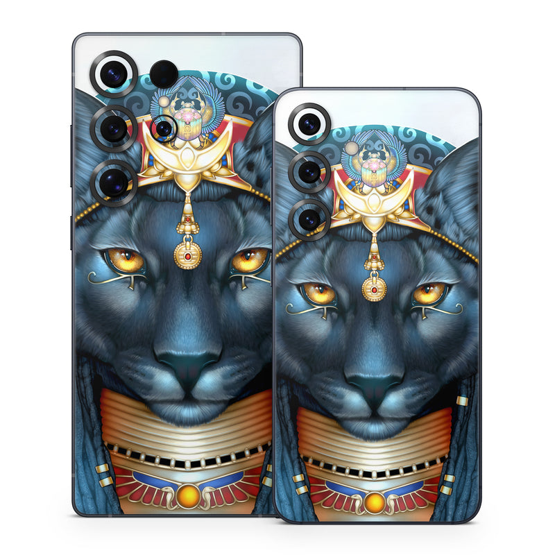Samsung Galaxy S25 Series Skin design of Jaw, Font, Whiskers, Toy, Snout, Personal protective equipment, Fictional character, Electric blue, Graphics, Mask, with black, white, red, blue, yellow, orange colors