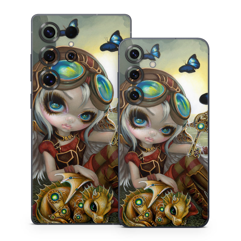 Samsung Galaxy S25 Series Skin design of Cg artwork, Illustration, Fictional character, Art, Mythology, Games, Massively multiplayer online role-playing game, with black, green, red, yellow, brown, blue colors
