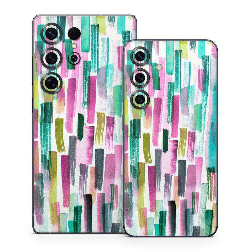 Samsung Galaxy S25 Series Skin design of Line, Turquoise, Pink, Pattern, Design, Magenta, Colorfulness, with white, green, blue, pink, purple, black, blue colors