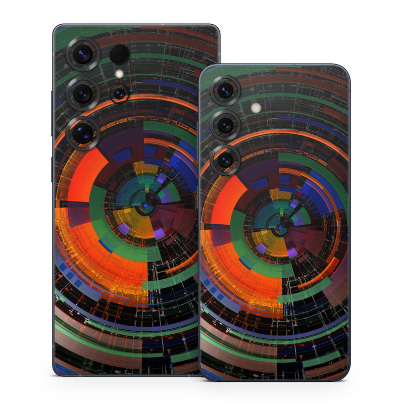 Samsung Galaxy S25 Series Skin design of Colorfulness, Pattern, Circle, Design, Architecture, Symmetry, Art, Spiral, Psychedelic art, with black, red, blue, green, orange, brown colors