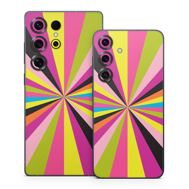 Samsung Galaxy S25 Series Skin design of Colorfulness, Material property, Magenta, Symmetry, Tints and shades, Creative arts, Pattern, Electric blue, Art, Design, with black, pink, yellow, purple, green, blue, orange colors