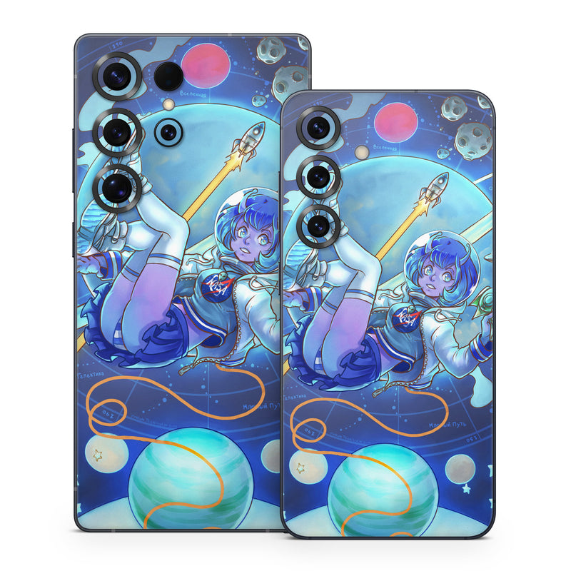 Samsung Galaxy S25 Series Skin design of Cartoon, Illustration, Graphic design, Games, Space, Design, Anime, Art, Graphics, Fictional character, with blue, white, yellow, purple, green, red, orange, black colors