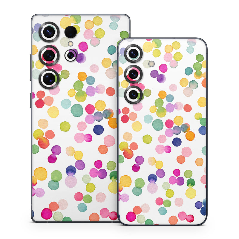 Samsung Galaxy S25 Series Skin design of Pink, Orange, Graphics, Wrapping Paper, Graphic design, Mixture, with white, pink, red, orange, yellow, blue, green, purple colors