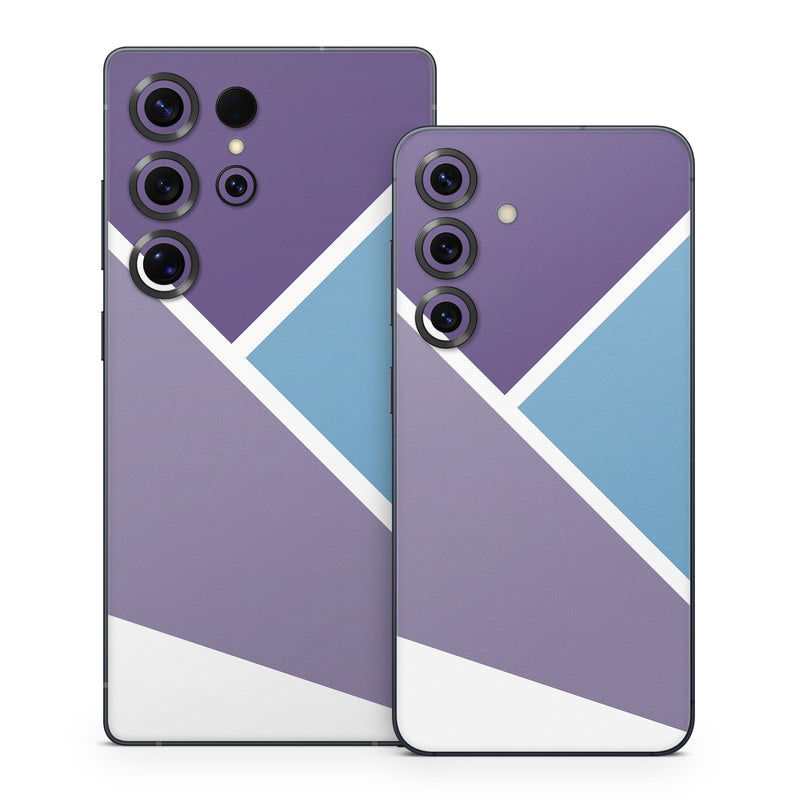 Samsung Galaxy S25 Series Skin design of Violet, Purple, Turquoise, Line, Pattern, Design, Graphic design, Font, Triangle, Magenta, with white, blue, purple colors