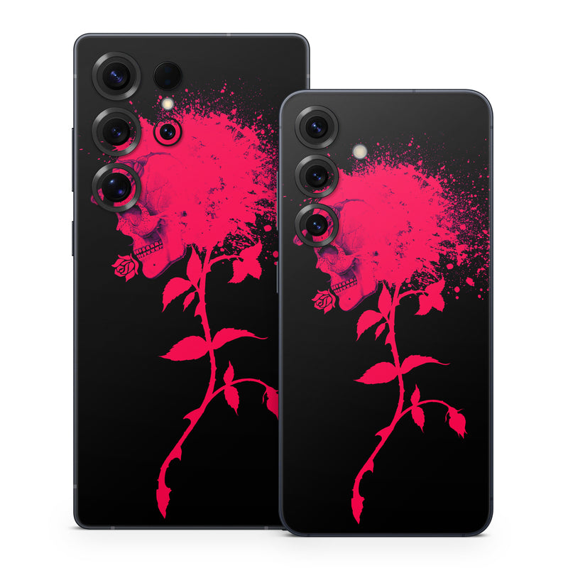 Samsung Galaxy S25 Series Skin design of Red, Black, Pink, Graphic design, Magenta, Visual arts, Graphics, Illustration, Plant, Art, with black, red colors