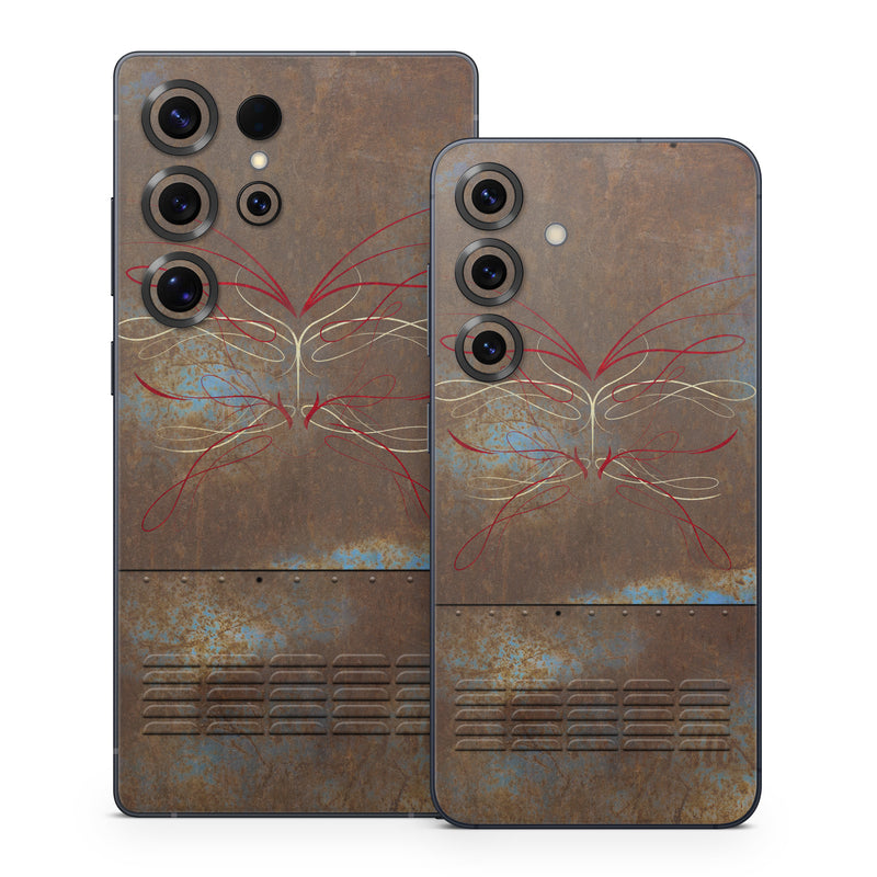 Samsung Galaxy S25 Series Skin design of Line, Visual arts, Symmetry, Concrete, Tints and shades, Painting, Art, with blue, red, yellow, brown, black colors