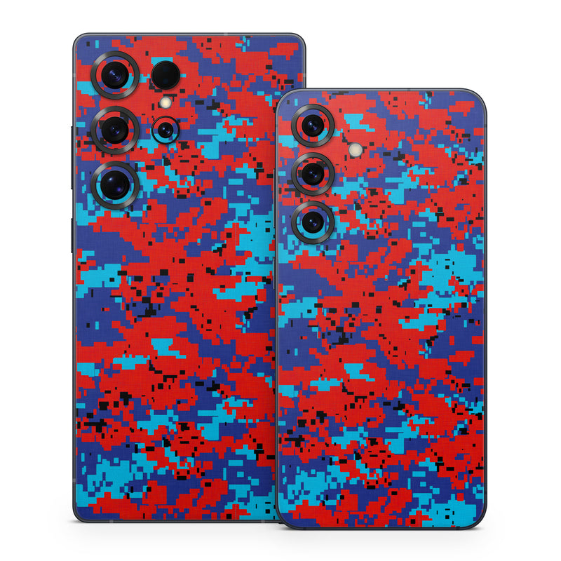 Samsung Galaxy S25 Series Skin design of Blue, Red, Pattern, Textile, Electric blue, with blue, red colors