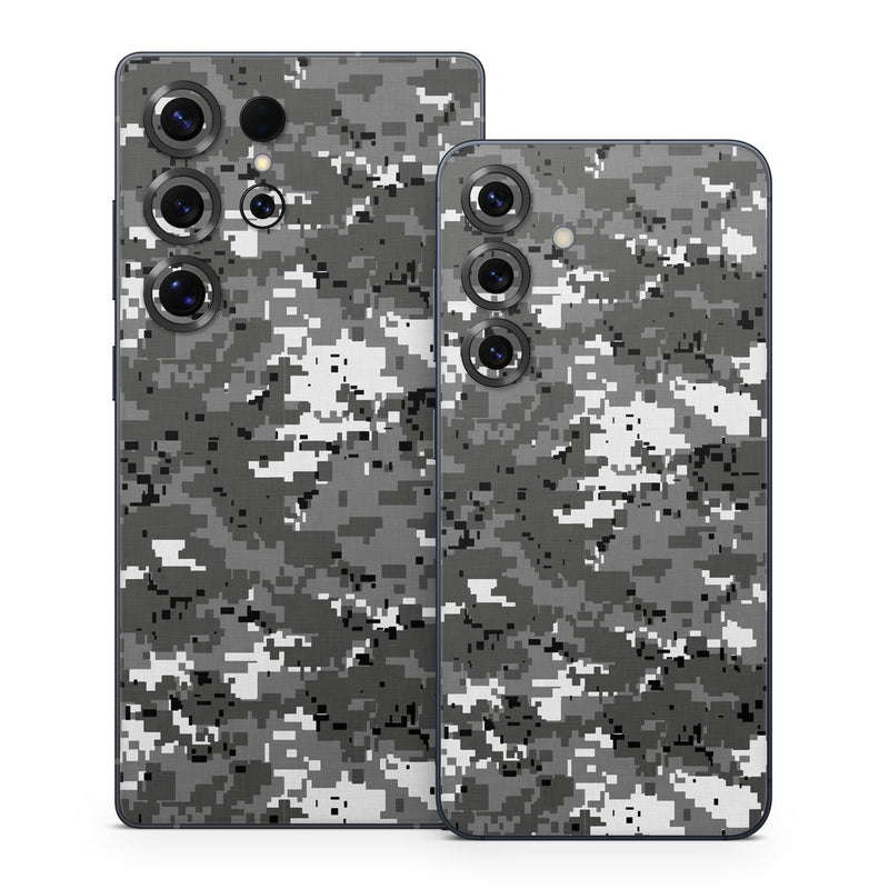 Samsung Galaxy S25 Series Skin design of Military camouflage, Pattern, Camouflage, Design, Uniform, Metal, Black-and-white, with black, gray colors