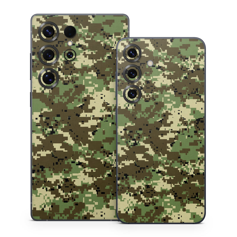 Samsung Galaxy S25 Series Skin design of Military camouflage, Pattern, Camouflage, Green, Uniform, Clothing, Design, Military uniform, with black, gray, green colors