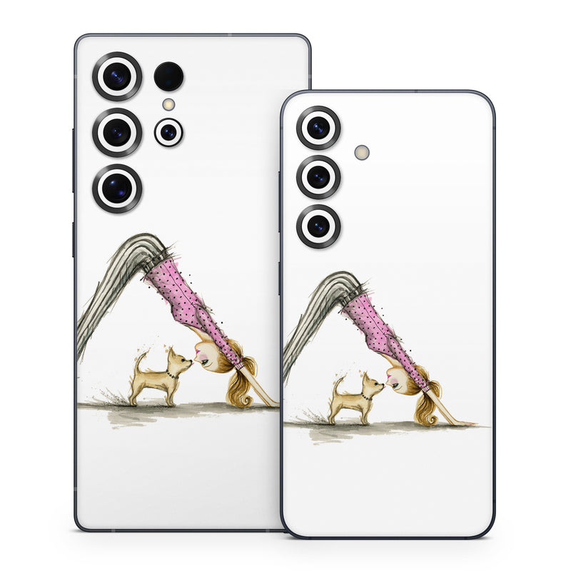Samsung Galaxy S25 Series Skin design of Drawing, Illustration, with white, pink, black, white, brown, yellow colors