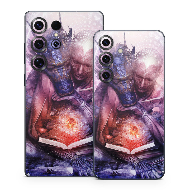 Samsung Galaxy S25 Series Skin design of Cg artwork, Illustration, Graphic design, Fictional character, Mythology, Graphics, Space, Art, Darkness, with blue, black, red, yellow, white colors
